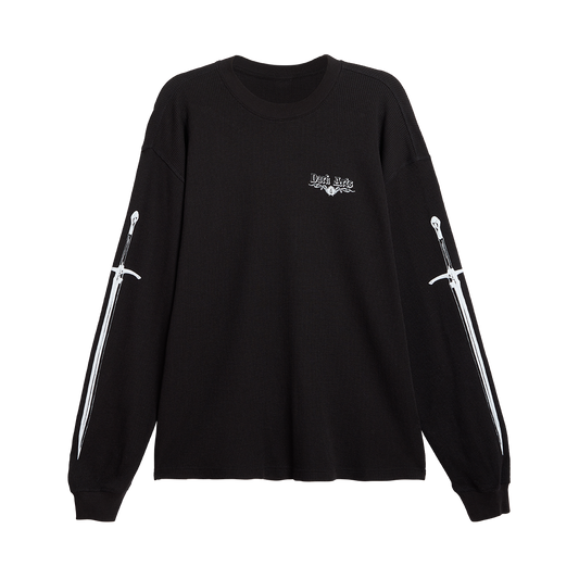 LONGSWORD WAFFLE KNIT LONG-SLEEVE - Black