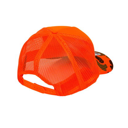 NAME THREE TRUCKER CAP - Orange / Camo
